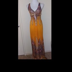 Orange Peacock Summer Dress